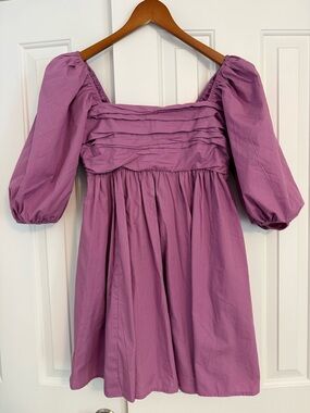 The Abercrombie & Fitch Emerson Poplin Puff Sleeve Mini Dress Purple Size M